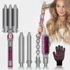 Multifunction Interchangeable 5 in 1 Iron Set with Heat Resistant Gloves 3 Barrels and Straightener Brush Women, Smart-temperature Control Curling Iron, Fast