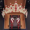 Hochzeit Krone mit Ohrringen Braut Tiaras Sets Festzug Diadem Kristall Kopfschmuck Abschlussball Haarschmuck Brautaccessoires 240315