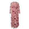 H8VL SHI YING fragmenterad blommaklänning för kvinnor Sommar minimalistisk stil djup v-ringning ruffle kant bubbla ärm kjol