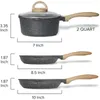 Batterie de cuisine, ensemble de casseroles et poêles antiadhésives, 23 pièces, cuisine saine, cuisson à Induction avec casseroles à frire en pierre de granit gris