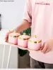 Jars Nordic Light Pink Golden Rim Ceramics Sugar Bowl Salt Shaker Seasoning Tank Castor Seasoning Bowl Threepiece Suit Ceramic Jar