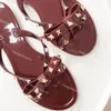 여름 여성 플립 플롭 플롭 신발 디자이너 리벳 슬리퍼 럭셔리 젤리 슬라이드 샌들 크기 35-41