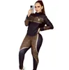 女性ファッションカジュアルトラックスーツ印刷された刺繍ハイネックスポーツ2ピースセットスポーツスリムジョギングスーツ