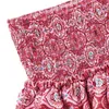 Sexig kjol kjolar sommarblommor veckade läder kvinnor retro kant tryckt rosa fashionabla y2k kort kjol avslappnad semester bohemian mini 24326