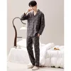 cott Мужская одежда для сна Lg Корейский Fi Печатный кардиган Домашняя одежда Мужской большой размер L-3XL Пижамный комплект Дышащая пижама Hombre Q8We #