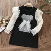 花の女の子の服かわいいレースボイル結婚式の誕生日パーティープリンセスドレス花柄の刺繍の子供ドレス家族服240319