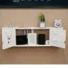 Racks Creative WiFi router storage box wall mounted Shelf WoodPlastic Organizer Box For Cable Power Wire Plug Storage Box Home Decor