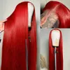 250 densidade 13x4 quente osso vermelho em linha reta peruca dianteira do laço do cabelo humano colorido 13x6 perucas de cabelo humano frontal do laço transparente