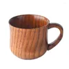 Mugs 2PCS Wooden Cup Solid Wood With Handle Sour Jujube Water Tea Trumpet For Kitchen Living Room