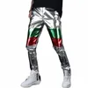 hombre Big Kids Chic Fi Sier coloridos pantalones metálicos Hip Hop Heap Live Show trajes de baile pantalones 34ZT #