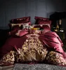 1000TC Luxury Egyptian Cotton Däcke Cover Set Bed Sheet Pillow Shams Shabby Chic broderi Bäddar Set Red Grey King Queen Size 23161077