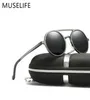 Muselife Brand Aluminium Polariserade solglasögon Solglasögon MEN039S Rund Kör Punk Glasses Shadow Oculus Masculino Y29194095