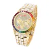 2024 Mode Hip Hop Lao Jia Luxus Rainbow Di Full Square Diamond Three Eyes Roman Digital Herrenuhr