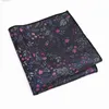 Handkerchiefs New 29 Style Flower Pocket Square 26cm Wide Handle Long Red Blue Green Geometric Lines Constellation Flower Hanks Set Gift Y240326