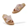 Sommarfärgsmatchning enkel korsmodjacka Bekväma damer sandaler och tofflor avslappnade och bekväma plattskor 240318