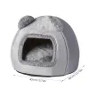 Matten Kat Grot Kleine Hondenmand Met Antislip Bodem Panda Oren Vorm Huisdier Bed Winter Warm Kattenhuis Voor katten En Kleine Honden