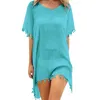 Mulheres Swimwear Mulheres Decorativa Kaftan Chiffon Tassel Maiô Praia Solta Biquíni Top Praia Terno Manga Curta Vestido de Manga Comprida 240326