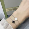 Brand Charm Van High Version Hot Selling S925 Sterling Silver Clover Black Agate Non Fading Light Luxury Quality Armband