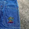 JNCO Shorts Y2K Hip Hop Pocket Worbgy Denim Gym Shorts Mężczyźni Kobiety 2023 Summer New Harajuku Gothic Men Basketball Shorts Streetwear Z15i#