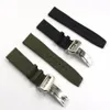 20 21 22mmgreen Zwart Nylon Fabric Leather Band Pols Horloge Bandriem 316L Roestvrij stalen gespoten Clasp248G