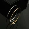 Designer Armbänder Pulsera Mujer Neue Qualität Mode Frauen Schmuck Edelstahl Offene Manschette Doppel T Armreif Silber Rose Gold