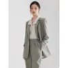 Calças femininas de duas peças insozkdg elegante casual escritório calças terno mulheres moda coreia blazer pantsuit feminino vintage jaquetas retas 2