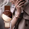 SK luksusowe zegarki skórzane kobiety kreatywne mody kwarcowe zegarki dla reloj Mujer na nadgarstek zegarek Shengke Relogio feminino 210325286t