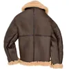 Jaqueta de couro masculina confortável espessamento quente pele integrada LG mangas cor sólida Fi casual versátil jaqueta com zíper 45Hv #