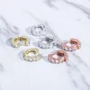 Hoop Earrings 1 Pair Hip Hop CZ Stone Paved Bling Out Circle For Men Women Unisex Fashion Jewelry Rose Gold Silver Color