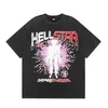 Hellstar camiseta 2024 verão nova manga curta clássico casual moda tendência crânio rosa impressão de alta qualidade fio duplo puro algodão casual camiseta masculina camisas femininas 418