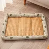 Lightweight Breathable Cooling Summer Cat Bed Pet Rattan Nest Mat Ice Dog Bed for Small Puppy Dogs