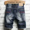 2022 FI Graffiti Ripped Men's Jean Shorts Patch Raggedy Five Center Beggar Denim Pants High Quality Brand Jeans Men Clothing V2bu#