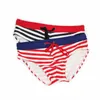 Men's Swimwear Sexy Mens Nylon Quick Dry Striped Swimming Briefs Gay Low Waist Swimsuits Fashion Pouch Beach Pool Spa Bathing Panties