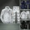 Tracksuits masculinos homens casual terno conjunto esportes de inverno com gola zíper cardigan cordão calças design de bolso para frio