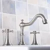 Bathroom Sink Faucets Brushed Nickel Brass Deck Mounted Basin Faucet Widespread Vanity Mixer Tap Three Holes/Two Handles Anf687