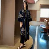 2022 New Luxury Velour Robes Women Print Floral Sleepwear Nightgown Sexy Silky Lg Kimo Bathrobes Gown Casual Female Homewear Y7i3#