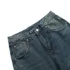 Calça jeans retrô lavada e desgastada com perna reta para mulheres, primavera e outono, nova versátil, solta e picante, perna larga, casual, calça comprida