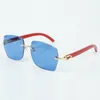 En yeni sıcak satış enfes stil 3524018 mikro kesme lens güneş gözlüğü, doğal kırmızı ahşap tapınak gözlükleri, boyut: 18-135mm