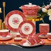 Din sets Sets 70 stuk Chinese Bone China Set Bowl Sushi Derees Ramen borden Chopsticks top-diner lepels