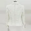 Damespakken JAMERARY Double Breasted Witte Jassen Vrouwen Tweed Sets Gouden Knop Kwasten Blazer Wijde Pijpen Korte Broek