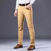 Klassisk stil Men Wine Red Jeans FI Busin Casual Straight Denim Stretch Trousers Mane Brand Pants S1XA#
