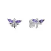 Studörhängen 2024 Enkla söta djursmycken Fashion Clear CZ Mini Dragonfly Earring 925 Sterling Silver Studs Women Femme