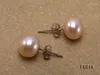 Studörhängen unika pärlor smycken 9mm rosa platt odlad sötvattenpärl