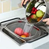 Kitchen Supply Colander Drain Over The Sink Deep Well Oval Stainless Steel Colander Fine Mesh Extendable Handle Foldable Storage 240326