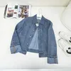 Giacche da donna di marca Primavera / Estate New Loe Cappotto di jeans con colletto polo a contrasto stile ragazza allentato e dimagrante di lusso HCJ5