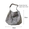 Hylhexyr femmes gris léopard sac à bandoulière velours côtelé sacs à bandoulière grande capacité Shopping coton fourre-tout 240313