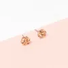 Stud Earrings 585 Purple Gold Flowers For Women Exquisite Small Plated 14K Rose Ear Studs Suitable Daily Party Jewelry
