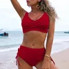 Damen-Bademode, Vintage-Retro-Stil, gerüscht, hohe Taille, Damen-Badeanzug, Kleidungsset, zweiteilige Bikini-Sets, Biquini Mujer, Anzug, Tankinis