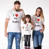 Famille Matching Shirt I Love My Baby Baby Short Sleve Cotton Tops Père Mother fils fille Matching Vêtements Famille Look 240318