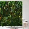 Shower Curtains Simulation Green Plant Vine Printed Fabric Bathroom Curtain Bath Screen Waterproof Products Home Decor With Hook